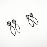 Enamel Dot Marked Long Leaf Earrings - No. 54
