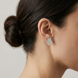 Small Silver Ginkgo Leaf Earrings Studs