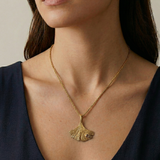 9ct Gold Ginkgo Leaf Necklace With Cognac Diamond