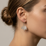 Small Silver Ginkgo Leaf Earrings Drop