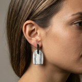 Line & Dot Marked Enamel Bar Stud Earrings - No. 59