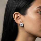 Enamel Dot Marked Disc Stud Earrings - No. 52