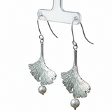 Silver Ginkgo Leaf Earrings