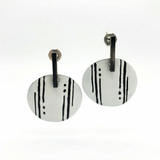 Line and Dot Marked Enamel Bar Stud Earrings - No. 57