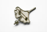 Silver Ginkgo Leaf Brooch with Pearl