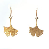 Small 9ct Gold Ginkgo Leaf Earrings