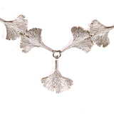 Five Silver Ginkgo Leaves Necklace