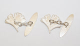 Small Silver Ginkgo Leaf Cufflinks