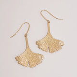 9ct Gold Ginkgo Leaf Earrings