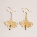 9ct Gold Ginkgo Leaf Earrings