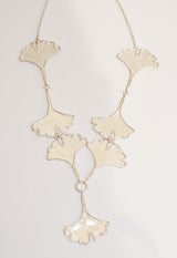 Seven Silver Ginkgo Leaves Necklace