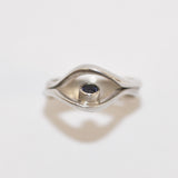 Silver Contour Ring with Small Iolite
