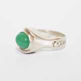 Silver Contour Ring with Chrysoprase