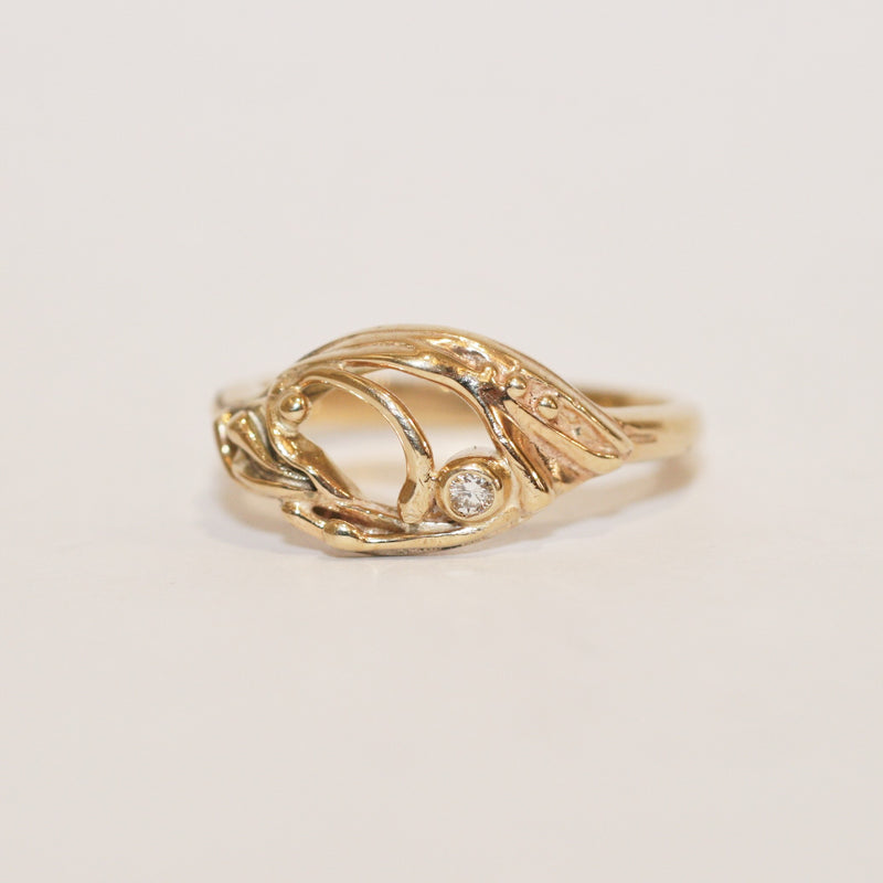 9ct Gold and Diamond Flower Ring - No. 38