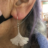 Silver Ginkgo Leaf Earrings