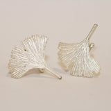 Large Silver Ginkgo Leaf Cufflinks