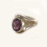 Silver Contour Ring with Large Amethyst
