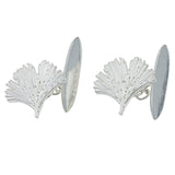 Small Silver Ginkgo Leaf Cufflinks