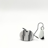 Line and Dot Marked Enamel Dome Earrings - No. 56