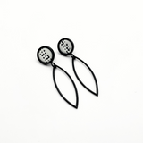 Enamel Dot Marked Long Leaf Earrings - No. 54