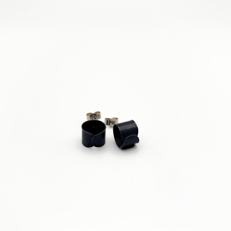 Oxidised Silver Loop Stud Earrings - No. 50