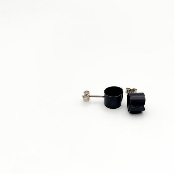 Oxidised Silver Loop Stud Earrings - No. 50