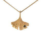 9ct Gold Ginkgo Leaf Necklace With Cognac Diamond