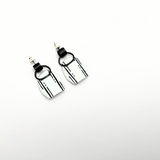 Line and Dot Marked Enamel Loop Stud Earrings - No. 61