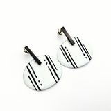 Line and Dot Marked Enamel Bar Stud Earrings - No. 57