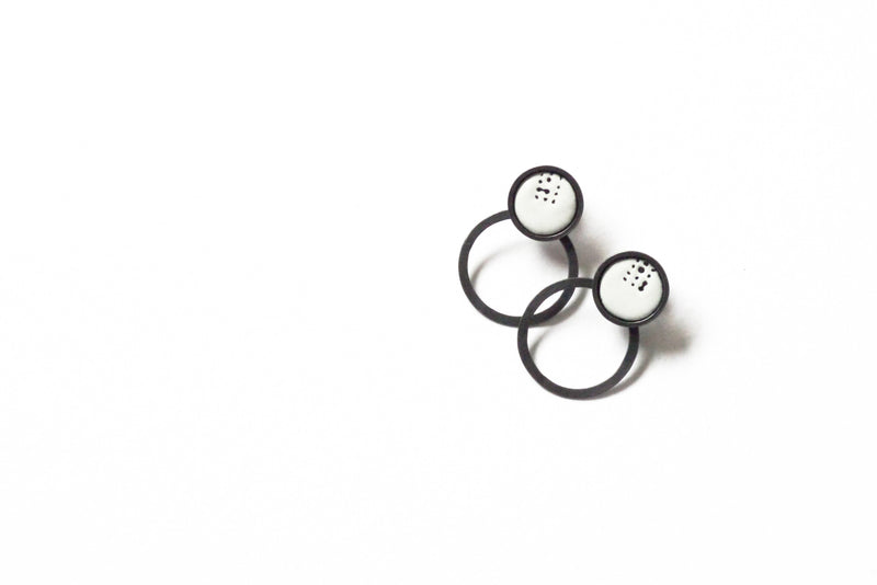 Enamel Dot Marked Hoop Earrings - No. 53