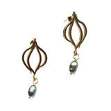 9ct Gold Bud Earrings with Pearl - No. 64