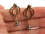 9ct Gold Bud Earrings with Pearl - No. 64
