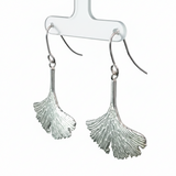 Silver Ginkgo Leaf Earrings
