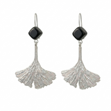 Silver Ginkgo & Chalcedony Drop Earrings