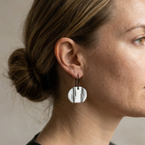 Line and Dot Marked Enamel Dome Earrings - No. 56