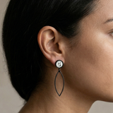 Enamel Dot Marked Long Leaf Earrings - No. 54