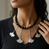 Ginkgo Leaf and Chalcedony Necklace