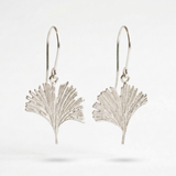 Small Silver Ginkgo Leaf Earrings Drop