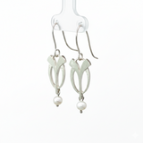 Silver Seed Leaves with Pearls Earrings