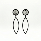Enamel Dot Marked Long Leaf Earrings - No. 54