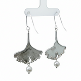 Silver Ginkgo Leaf Earrings