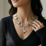 Ginkgo Leaf and Grey Pearl Necklace