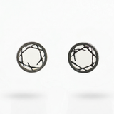Enamel Scribble Marked Round Earrings - No. 47