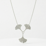 Three Silver Ginkgo Leaves Necklace