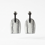 Line & Dot Marked Enamel Bar Stud Earrings - No. 59