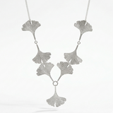 Seven Silver Ginkgo Leaves Necklace