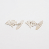 Small Silver Ginkgo Leaf Cufflinks
