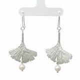 Silver Ginkgo Leaf Earrings