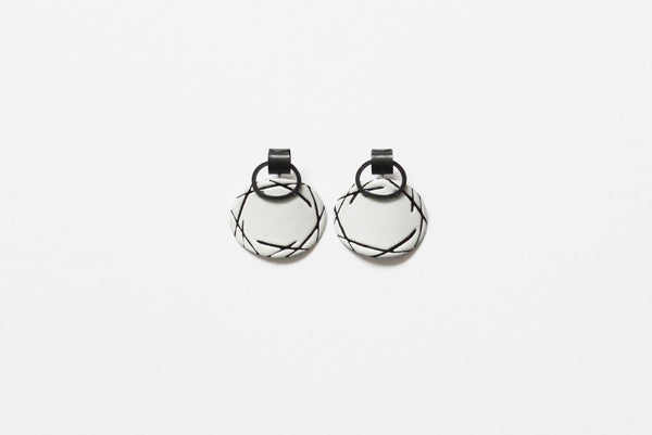 Enamel Scribble Marked Loop Earrings - No. 48