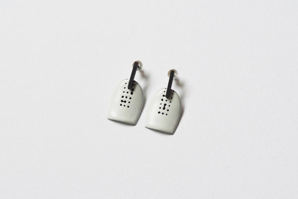 Dot Marked Enamel Bar Stud Earrings - No. 55